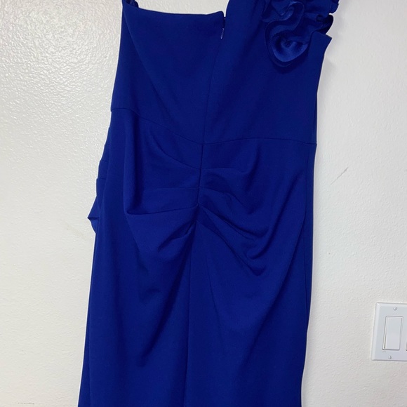 "IVY" ONE SHOULDER RUFFLE SCUBA CREPE DRESS - Picture 5 of 7